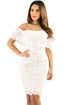 Sexy Cream Color Lace Off Shoulder Bodycon Dress